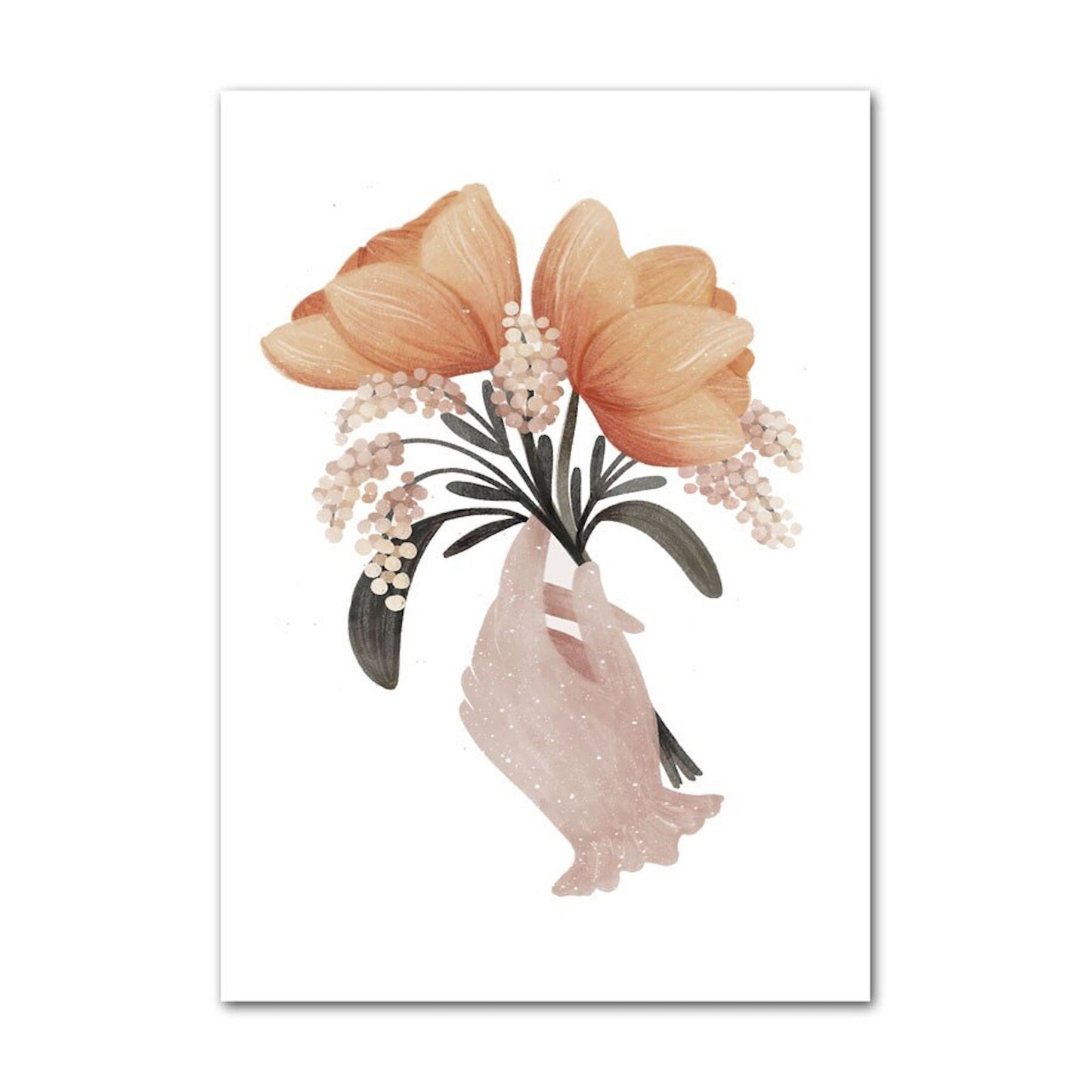 Poster Kinder süße Tiere im Boho Stil Bär Eichhörnchen Schnecke Pilzhaus und Blumen als Deko Print ohne Rahmen